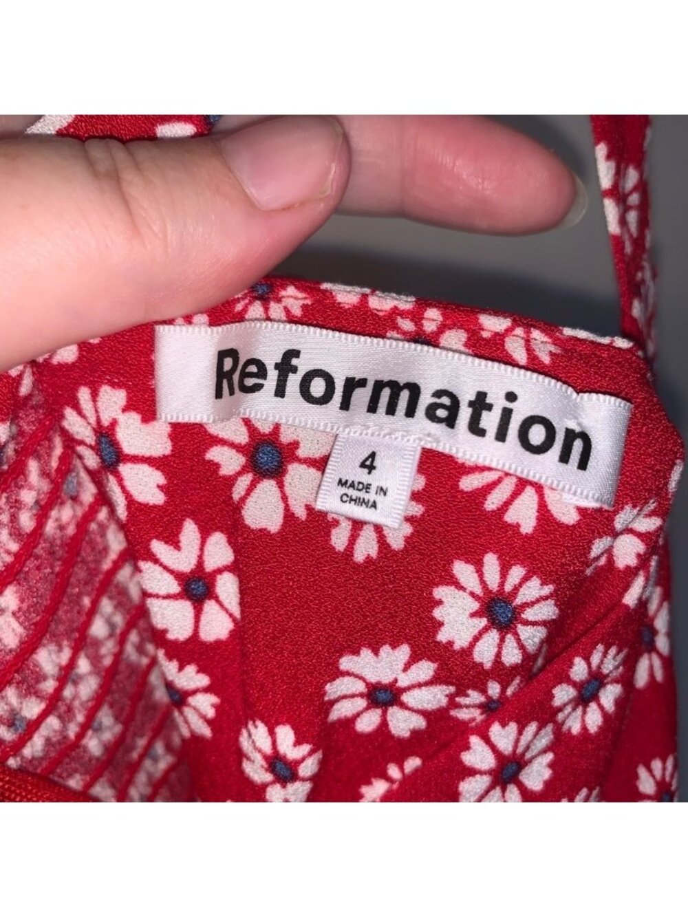 Reformation Baldwin Dress Red Daisy Print Mini Dress 4 - Picture 9 of 14